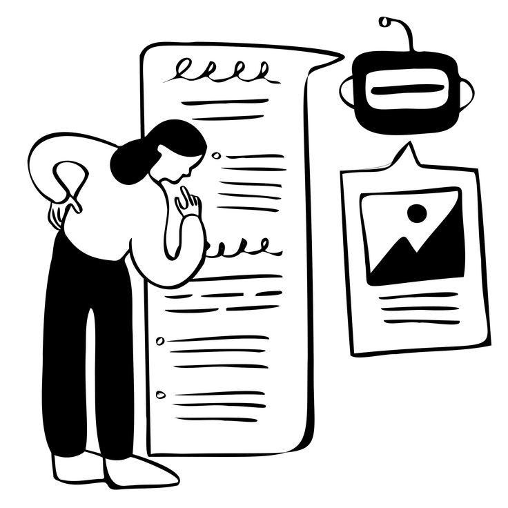 Women reading a long piece of paper